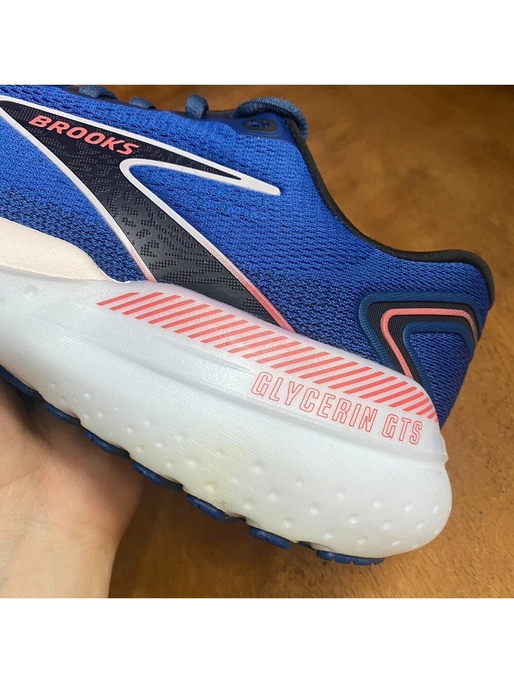 Brooks Glycerin GTS 21 Shoes Women 10 Blue Ice Pink Running Sneakers 1204091B496
